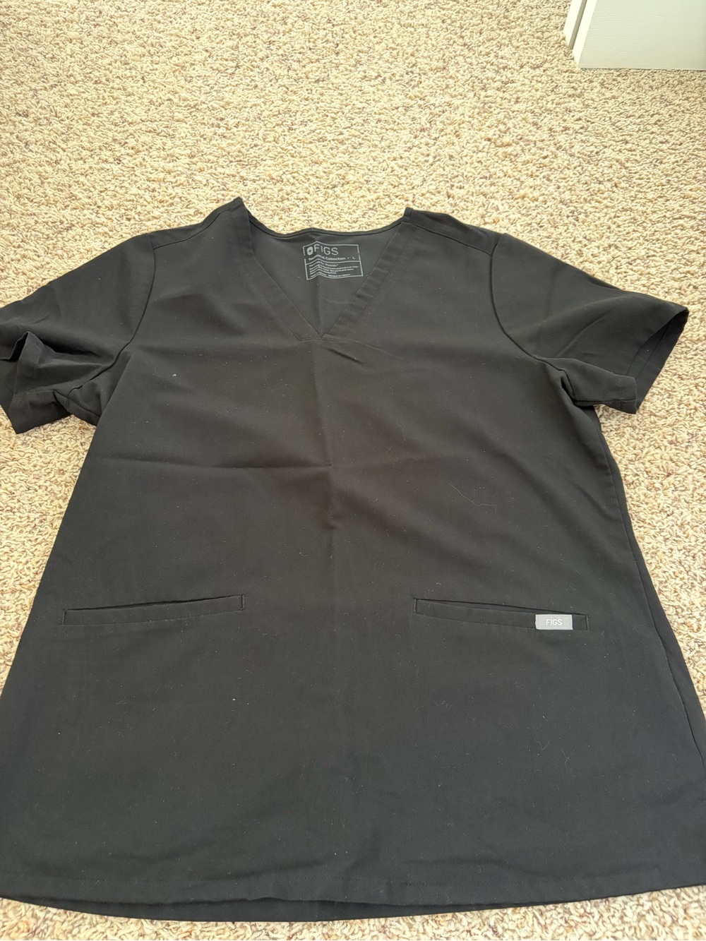 Figs Casma scrub top, large, black